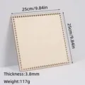 Square wooden basket bottom base with pre-drilled holes for handmade crochet DIY crafts. - 25cm Square / 3.8mm Thickness