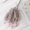 Plante de fleurs de lavande artificielles floquées tiges de fleurs fausses pour maison mariage - Violet