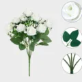 Bouquet de roses blanches artificielles fausses fleurs pour décoration de mariage et accessoires photo - Roses à 10 têtes / Blanc