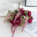 Artificial flower bouquet simulation floral arrangement for home decor and photography props. - Burgundy