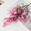 Artificial Pink Plum Blossom Branch Silk Flower Simulation Bouquet for Home Decor - Pink