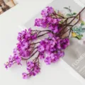 Purple artificial baby's breath flower branch, faux silk floral decor for wedding and home. - Purple
