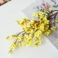 Artificial yellow flower branch silk faux floral home wedding window decor bouquet arrangement. - Light Yellow