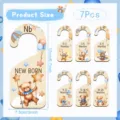 Wooden baby closet dividers set of 7 pieces, cute bear design nursery organizer tags. - Little Bear Hot Air Balloon Style