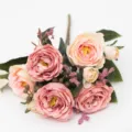 Artificial peony silk flower bouquet for home living room decor and wedding party decoration. - Pink