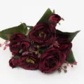Burgundy artificial peony flower bouquet faux silk flowers for home table wedding decor - Red
