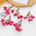 Fleurs de roses artificielles en soie à 3 branches têtes de fleurs roses pour bricolage et mariage - Rose rouge