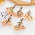 Petites fleurs de roses artificielles en soie 3 branches matériel de bricolage mariage - Marron