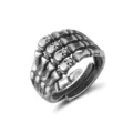 Bague ouverte main de squelette en argent sterling 925 style punk gothique pour homme - Réglable / Bague Main de Squelette