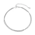 Detailansicht eines zweilagigen Fußkettchens aus S925 Sterlingsilber mit glitzernder Kette. - Doppelschichtige Gedrehte Kette (SA96) / 2.7g / 14K Vergoldet
