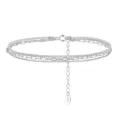 Detailansicht eines mehrlagigen Fußkettchens aus 925er Sterlingsilber mit Tenniskette - Dreischichtiger Tennis-Büroklammer Stil (SA104) / 3.5g / Platiniert