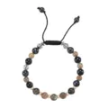 Handmade natural stone beaded energy bracelet for men featuring an adjustable black cord - Blue Apatite African Turquoise Style (GMB84) / 24cm
