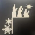 Wooden Christmas door corner decoration, Nativity scene door topper with stars and snowflakes. - Three Wise Men