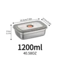 Contenitore per alimenti rettangolare in acciaio inossidabile con coperchio da 1200ml. - Contenitore alimentare rettangolare da 1200 ml (con coperchio ermetico)