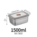 Contenitore per alimenti in acciaio inox quadrata 1500ml con coperchio ermetico cucina - Contenitore alimentare rettangolare da 1500 ml (con coperchio ermetico)