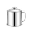 Pot filtrant a huile en acier inoxydable pour cuisine, grand recipient avec couvercle - Récipient à huile 304 avec poignée, 1,3 L (socle inclus)