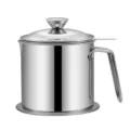Récipient d'huile en acier inoxydable avec filtre et couvercle pour la cuisine et graisses. - Acier inoxydable 304 avec poignée en métal, 1,3 L (socle inclus)