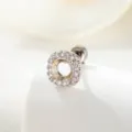Premium titanium steel 5mm empty earring setting with screw back and cubic zirconia halo - Square Sugar Style (Accessory 032-With Round Disc) / 5mm Stone Setting (1 Piece) / Silver
