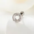 Silver titanium steel 5mm empty stone setting earring with halo stones and screw back - Round Style (Accessory 032-With Round Disc) / 5mm Stone Setting (1 Piece) / Silver