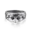 Bague vintage en argent sterling S925 pour homme avec gravure de masque facial - Bague Relief Visage Rétro / Taille US 10