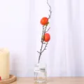 Elegante ramo di cachi rosso artificiale con due frutti per decorazioni minimaliste - 50cm / Arancione