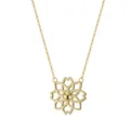 Minimalistische goldene Halskette mit hohl gearbeitetem Blumenanhänger für Damen - Hohler Schneeflocken-Lotus-Stil / 14K-Gold