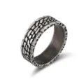 Bague vintage en argent noirci avec motif tressé pour homme style S925 hip-hop chic - Bague Vintage Oxydée avec Motif Tissé / Taille US 10