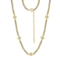 Elegante zweifarbige lange Halskette aus Gold- und Silberperlen mit S925 Sterlingsilber-Tag - Hohlkleeblatt Zweifarbige Lange Perlenhalskette Stil / Gold und Silber Zweifarbig