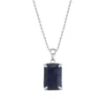 Elegante Halskette mit rechteckigem blauem Lapislazuli-Anhänger an Silberkette - Nur Anhänger (ohne Kette) / Silber