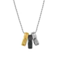 Collier à trois anneaux tricolores avec motifs tête de mort et croix gravés sur chaîne corde - Pendentif Seul (Sans Chaîne) / Style Anneaux Tricolores (env. 9,22g) / Tricolore (Or/Argent/Noir)
