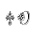 Elegante Vintage S925 Sterling Silber Kreuz Creolen mit feinen gotischen Designdetails - Anhänger Ohne Kette (NMN14) / Silber