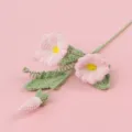Handmade crochet morning glory artificial flower in pink for home decoration and gifts - Pink Morning Glory Branch (Meng Si)