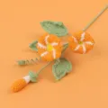 Detailed view of handmade crocheted morning glory with vibrant orange yarn texture - Orange Morning Glory Branch (Meng Si)