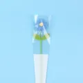 Detailed view of single handmade crochet blue puff flower in love gift packaging - Large Puff Flower (Double Leaf) With Bag / Blue