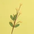 Exquisite handmade crochet billy ball branch with five yellow flowers and green leaves - Yellow