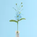 Detailansicht der handgehäkelten blauen Mars-Orchidee aus Garn für die Dekoration. - Blau