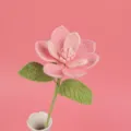 Detailed macro view of a handmade crochet pink magnolia flower with delicate textures - Pink