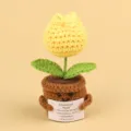 Handmade crochet tulip potted plant with an emotional support card for desktop decoration - Tulip / Yellow