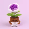 Handmade crochet emotional flower pot accessory with inspirational note card decoration - Rose / Gradient Purple