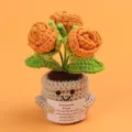 Handmade crochet emotional plant potted flower gift accessory with positive quote message - Bubble Rose / Medium Smile Pot (Beige) / Orange
