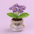 Cute handmade crochet emotional plant with purple flowers and motivational card gift - Forget-me-not / Medium Smile Pot (Beige) / Purple