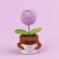 Handmade crochet purple tulip potted plant featuring an emotional support message card - Tulip / Purple