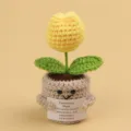 Handmade crochet emotional yellow tulip potted plant with an encouragement card. - Tulip / Medium Smile Pot (Beige) / Yellow
