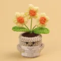 Hand-crocheted emotional plant potted flower with a motivational English message card - 3-Head Puff Flower / Medium Smile Pot (Beige) / Yellow