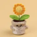 Handmade crochet emotional support sunflower plant with motivational message card - Daisy / Medium Smile Pot (Beige) / Yellow
