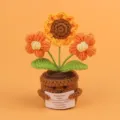 Handmade crochet emotional sunflower potted plant with motivational message card gift - Sunflower & Double Puff Flower / Orange