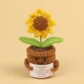 Handmade crochet sunflower potted plant with inspirational emotional support message card - Small Sunflower / Yellow
