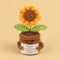 Handmade crochet sunflower emotional support plant with a motivational message card - Little Sun Sunflower / Yellow