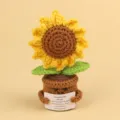 Handmade crochet sunflower plant in pot with inspirational emotional message card - 5-Circle Sunflower / Yellow