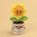 Handmade crochet emotional sunflower potted plant with inspirational message card - Sunflower / Medium Smile Pot (Beige) / Yellow